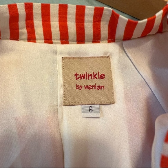 Twinkle by Wenlan A-Line Skirt Orange Cream Stripes 6 - Picture 11 of 12